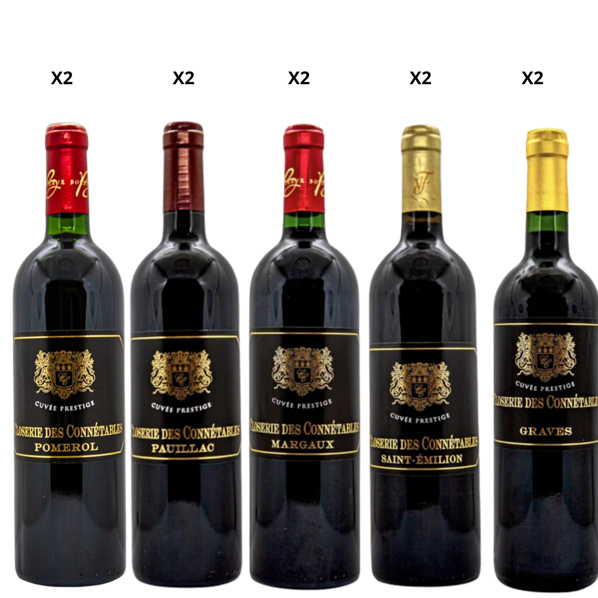 Closerie des Connétables (Pomerol 75cl x2, Graves 75cl x2, Margaux 75cl x2, Pauillac 75cl x2, Saint-Émilion 75cl x2)