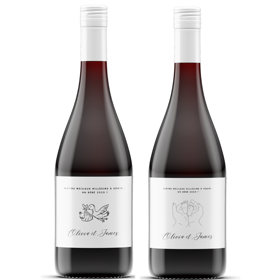 Annoncez la naissance de votre bébé avec une touche d'élégance : Nos étiquettes personnalisées pour vin de Bordeaux